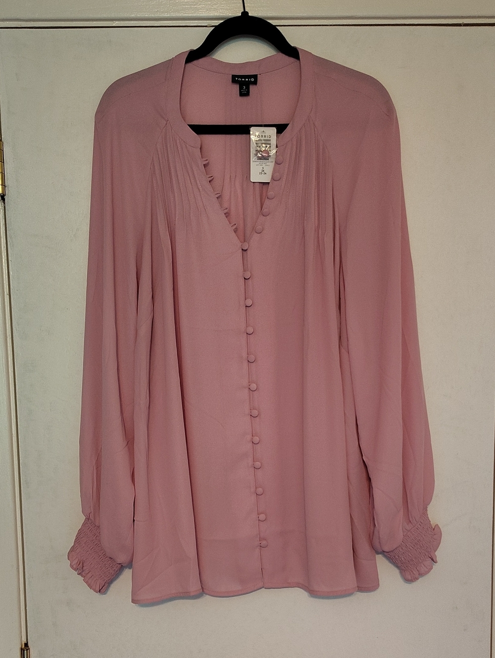 Dusty Pink Button-Front Blouse